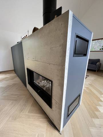 Création d'un meuble TV et habillage d'un foyer 